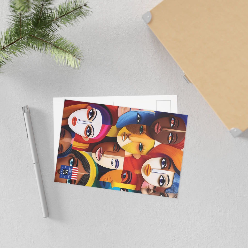 Fine Art Postcard: A Mosaic of Faces and Diversity Paper products