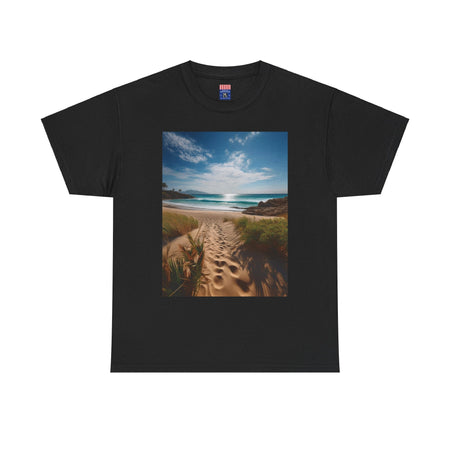 "Footprints in the Sand" & "Path to Paradise" Unisex Heavy Cotton Tee Black / S T-Shirt