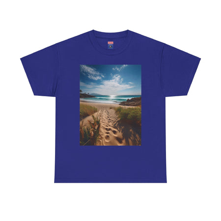 "Footprints in the Sand" & "Path to Paradise" Unisex Heavy Cotton Tee Cobalt / S T-Shirt