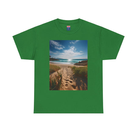 "Footprints in the Sand" & "Path to Paradise" Unisex Heavy Cotton Tee Turf Green / S T-Shirt