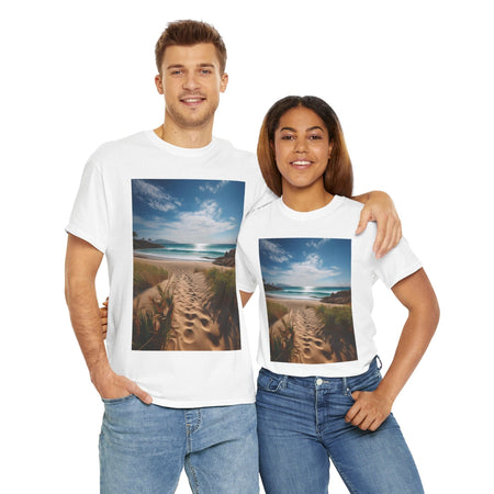 "Footprints in the Sand" & "Path to Paradise" Unisex Heavy Cotton Tee White / S T-Shirt