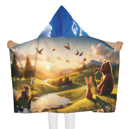 "Golden Meadows" Kids’ Towel Hoodie – Cozy, Whimsical Fun 24" × 48" All Over Prints