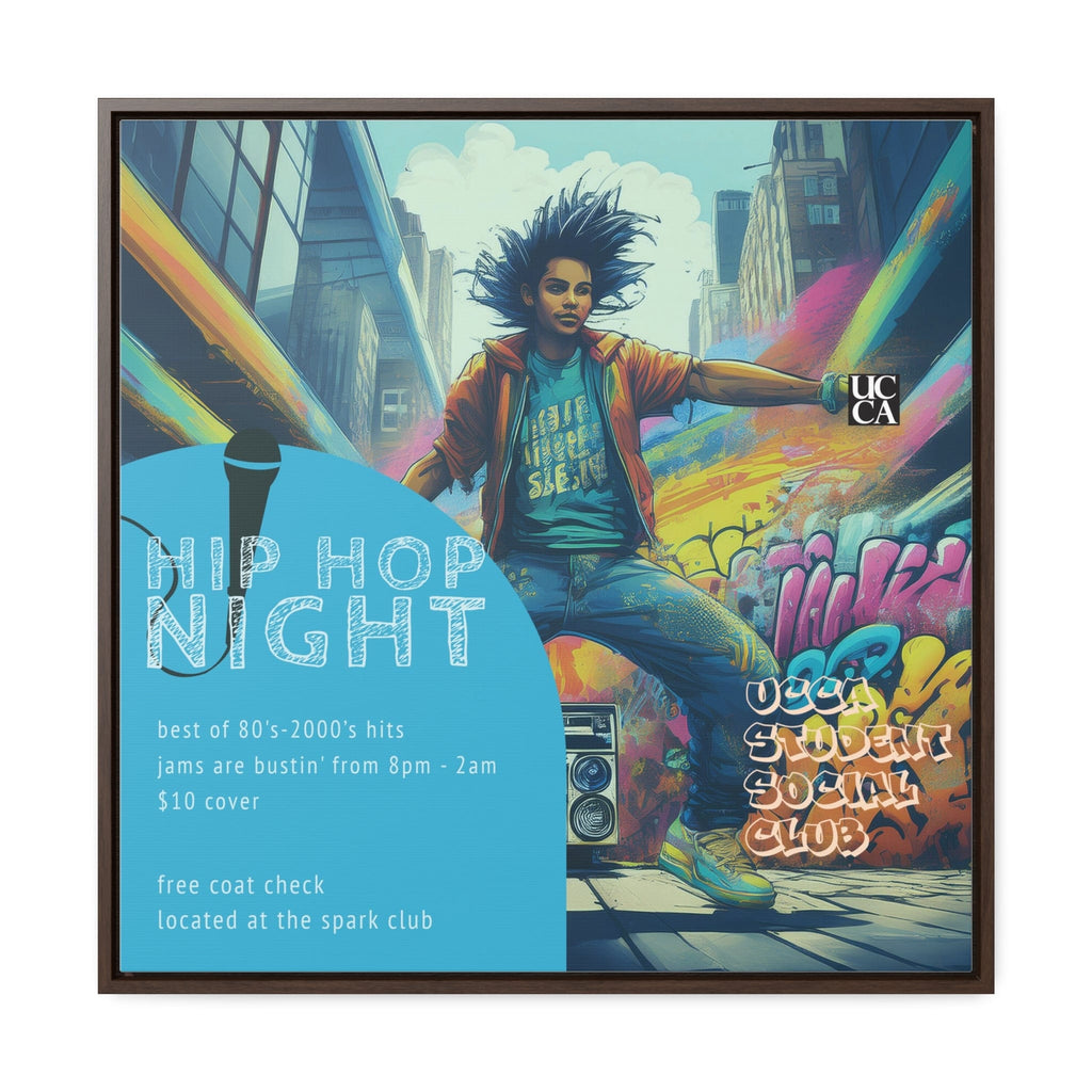 Hip Hop Night: Framed Gallery Canvas 24″ x 24″ / 1.25