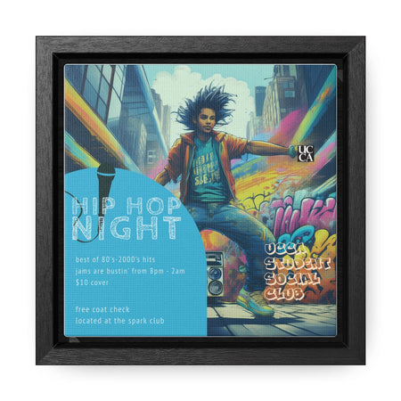 Hip Hop Night: Framed Gallery Canvas 6″ x 6″ / 1.25" / Black Canvas