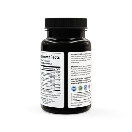 L-Arginine Supplement (60 Capsules) Black bottle + cap / Unflavored / 60 Vegetable capsules Food Supplements