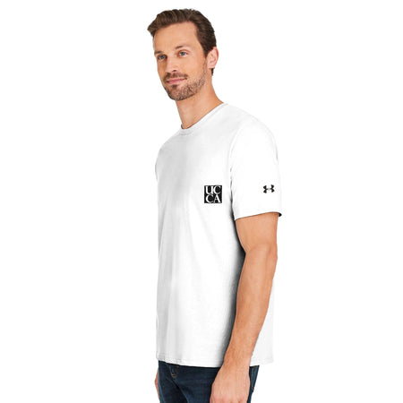 Level Up Your Game with the UCCA Men's Athletic Crewneck T-Shirt by Under Armour  White/black T-Shirt