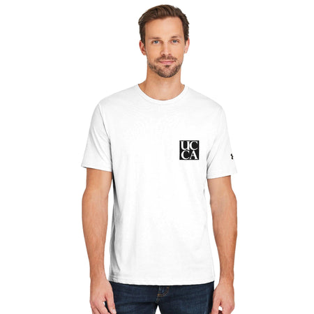 Level Up Your Game with the UCCA Men's Athletic Crewneck T-Shirt by Under Armour  White/black T-Shirt