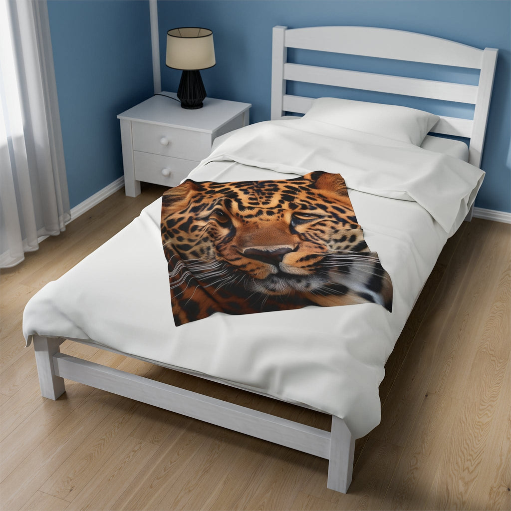 Lounge King Leopard Face Plush Blanket All Over Prints