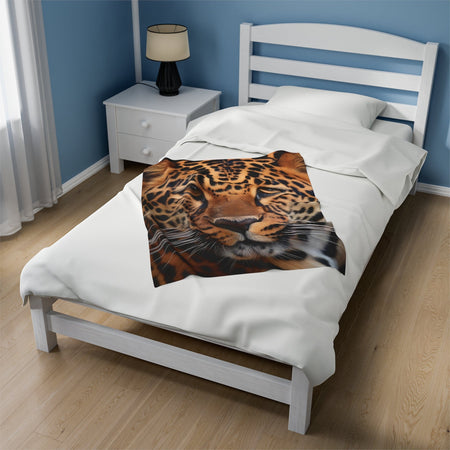 Lounge King Leopard Face Plush Blanket All Over Prints