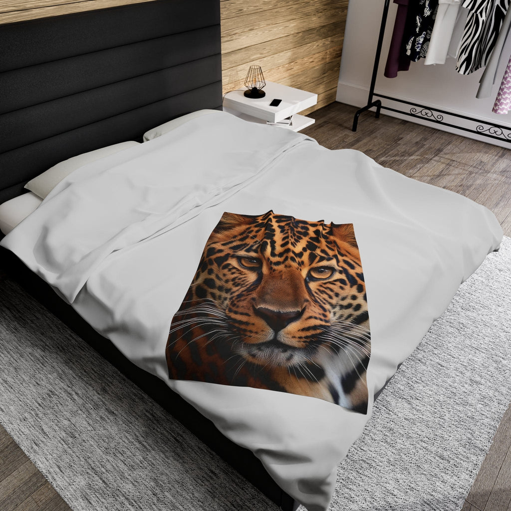 Lounge King Leopard Face Plush Blanket All Over Prints