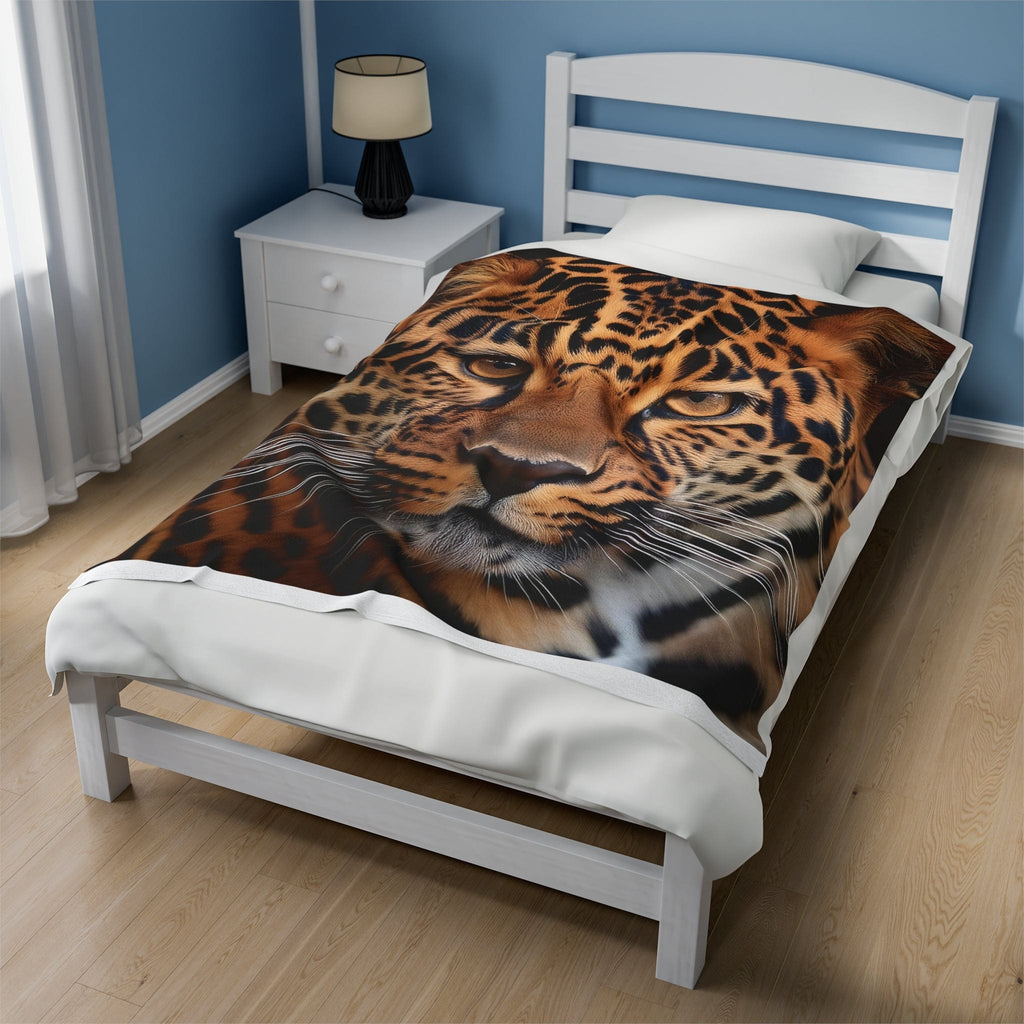 Lounge King Leopard Face Plush Blanket All Over Prints