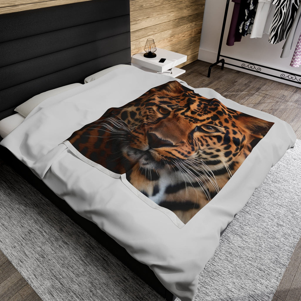 Lounge King Leopard Face Plush Blanket All Over Prints