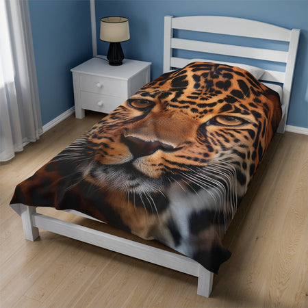 Lounge King Leopard Face Plush Blanket All Over Prints