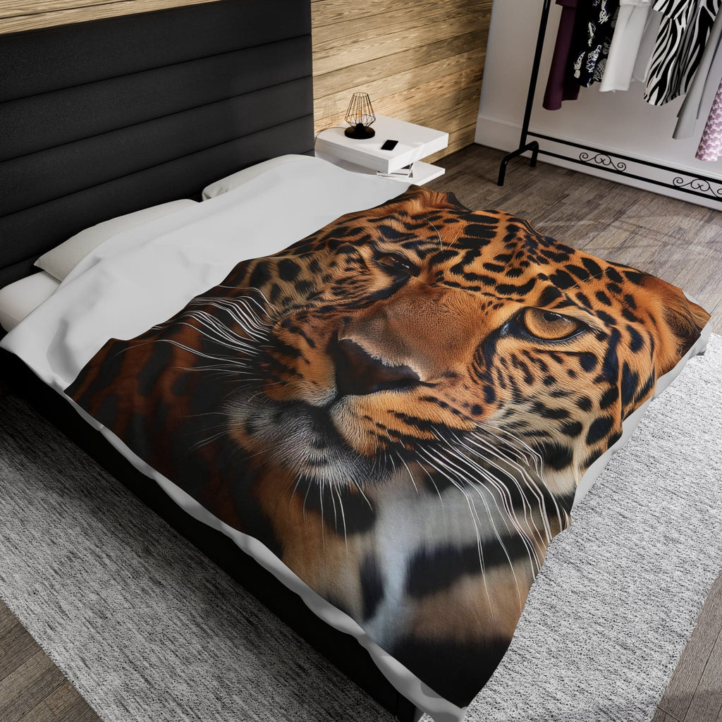 Lounge King Leopard Face Plush Blanket All Over Prints