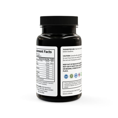 Magnesium Zinc Supplement (90 Capsules) Black bottle + cap / Unflavored / 90 Vegetable capsules Food Supplements