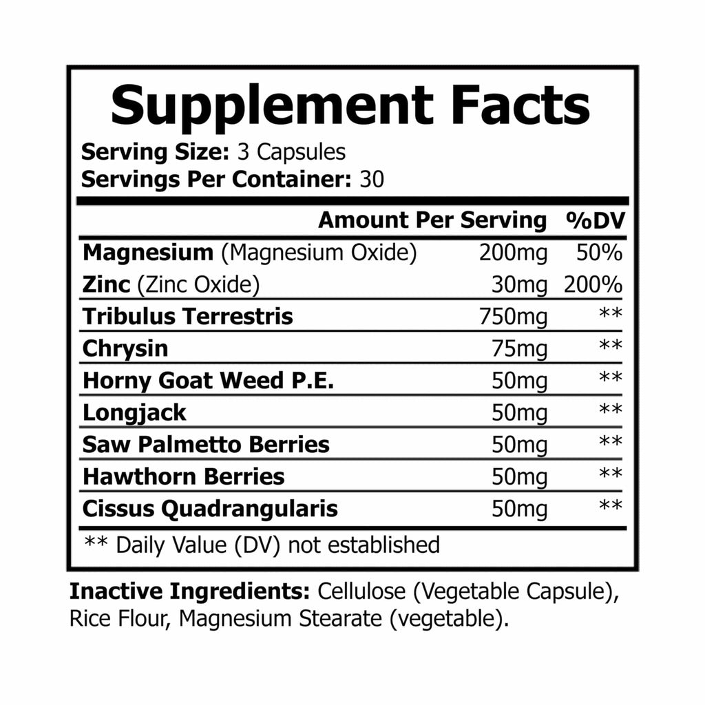 Magnesium Zinc Supplement (90 Capsules) Black bottle + cap / Unflavored / 90 Vegetable capsules Food Supplements