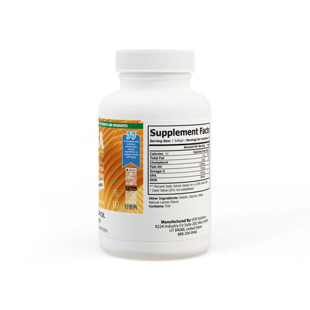 Omega 3 Fish Oil Supplement (60 Softgels) White bottle + cap / Lemon / 60 Softgels Food Supplements