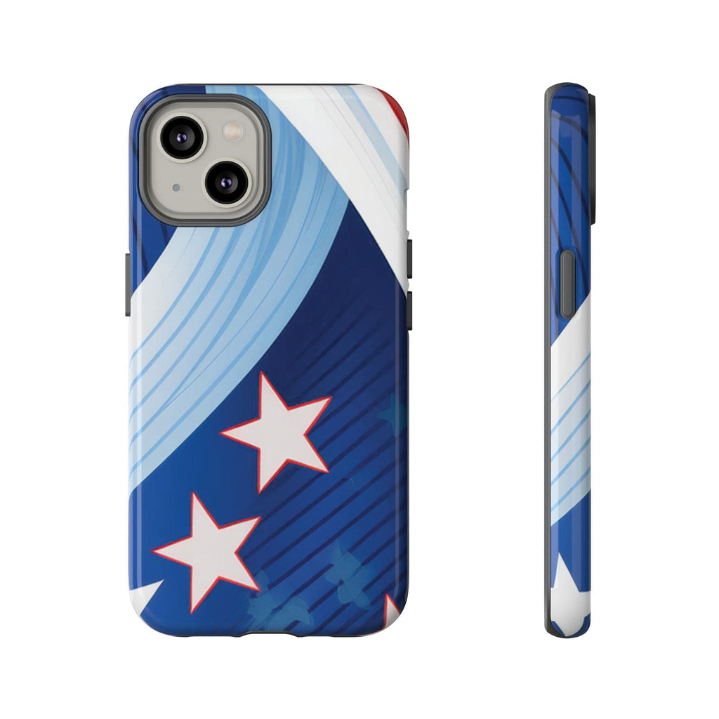 Patriotic Starburst Phone Case: Bold and Striking Design - Tough Case iPhone 14 / Glossy Phone Case