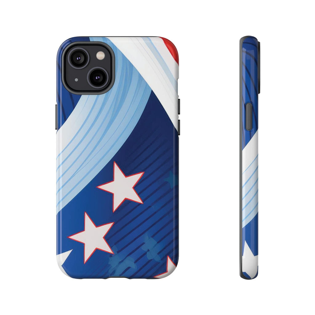 Patriotic Starburst Phone Case: Bold and Striking Design - Tough Case iPhone 14 Plus / Glossy Phone Case