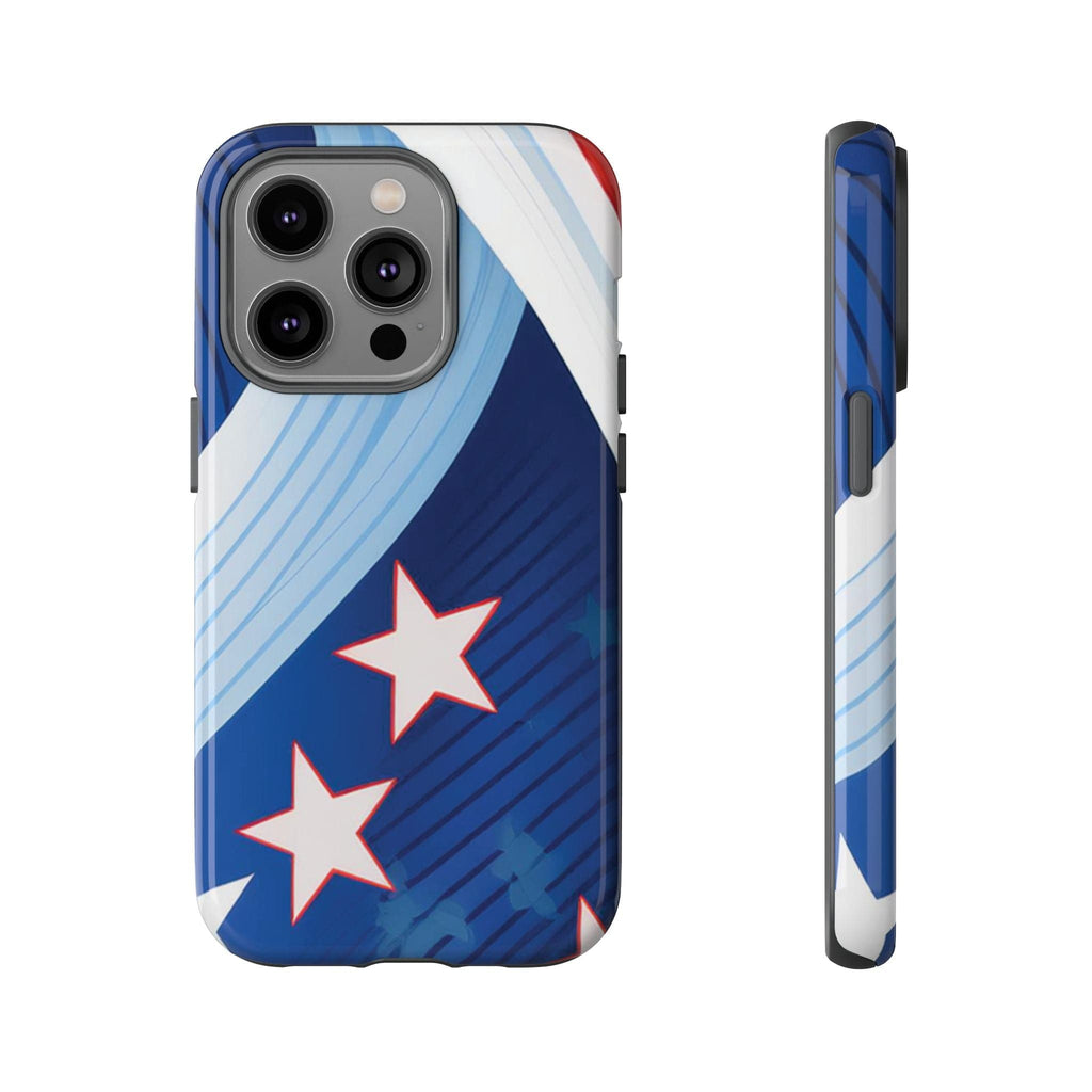 Patriotic Starburst Phone Case: Bold and Striking Design - Tough Case iPhone 14 Pro / Glossy Phone Case