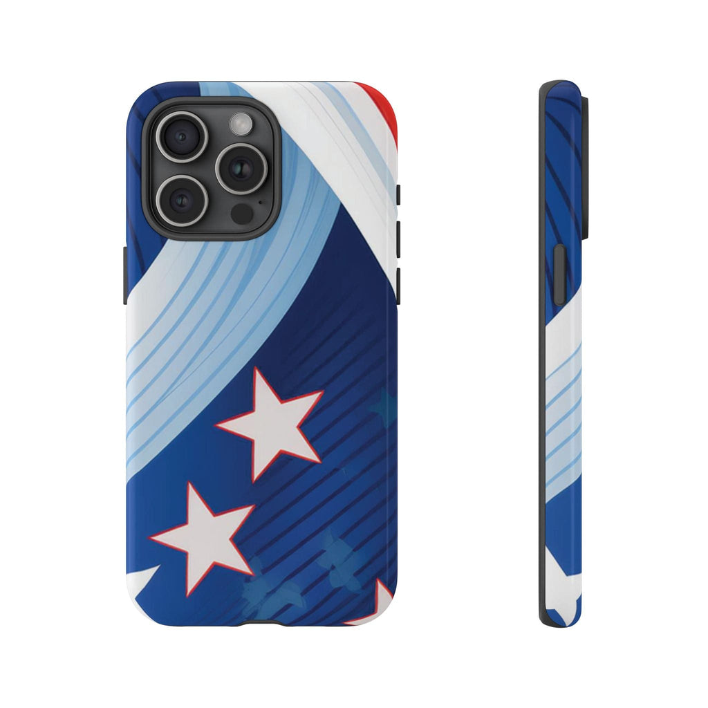 Patriotic Starburst Phone Case: Bold and Striking Design - Tough Case iPhone 15 Pro Max / Glossy Phone Case