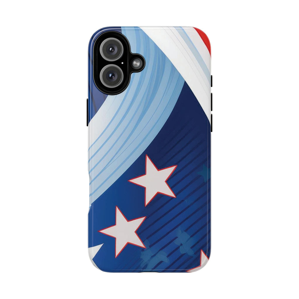 Patriotic Starburst Phone Case: Bold and Striking Design - Tough Case iPhone 16 Plus / Glossy Phone Case