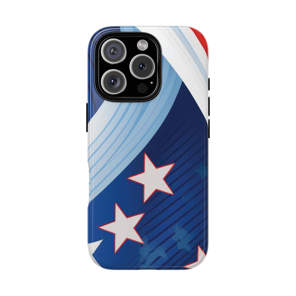 Patriotic Starburst Phone Case: Bold and Striking Design - Tough Case iPhone 16 Pro / Glossy Phone Case