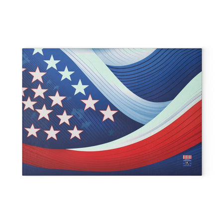 Prep in Style with This Patriotic Glass Cutting Board! 8" x 11" / Rectangle Home Decor