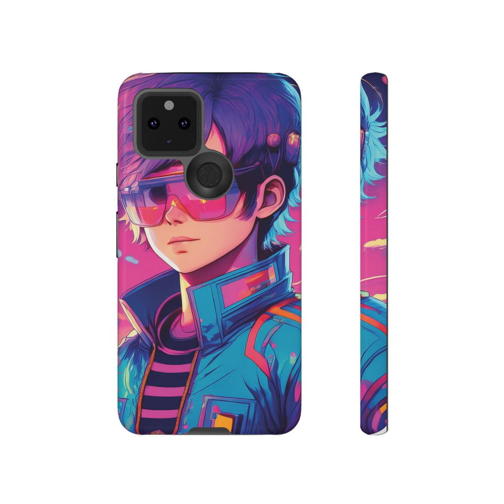 Retro-Futuristic Visionary Phone Case: Neon Dreams in Your Pocket - Tough Cases Google Pixel 5 5G / Glossy Phone Case