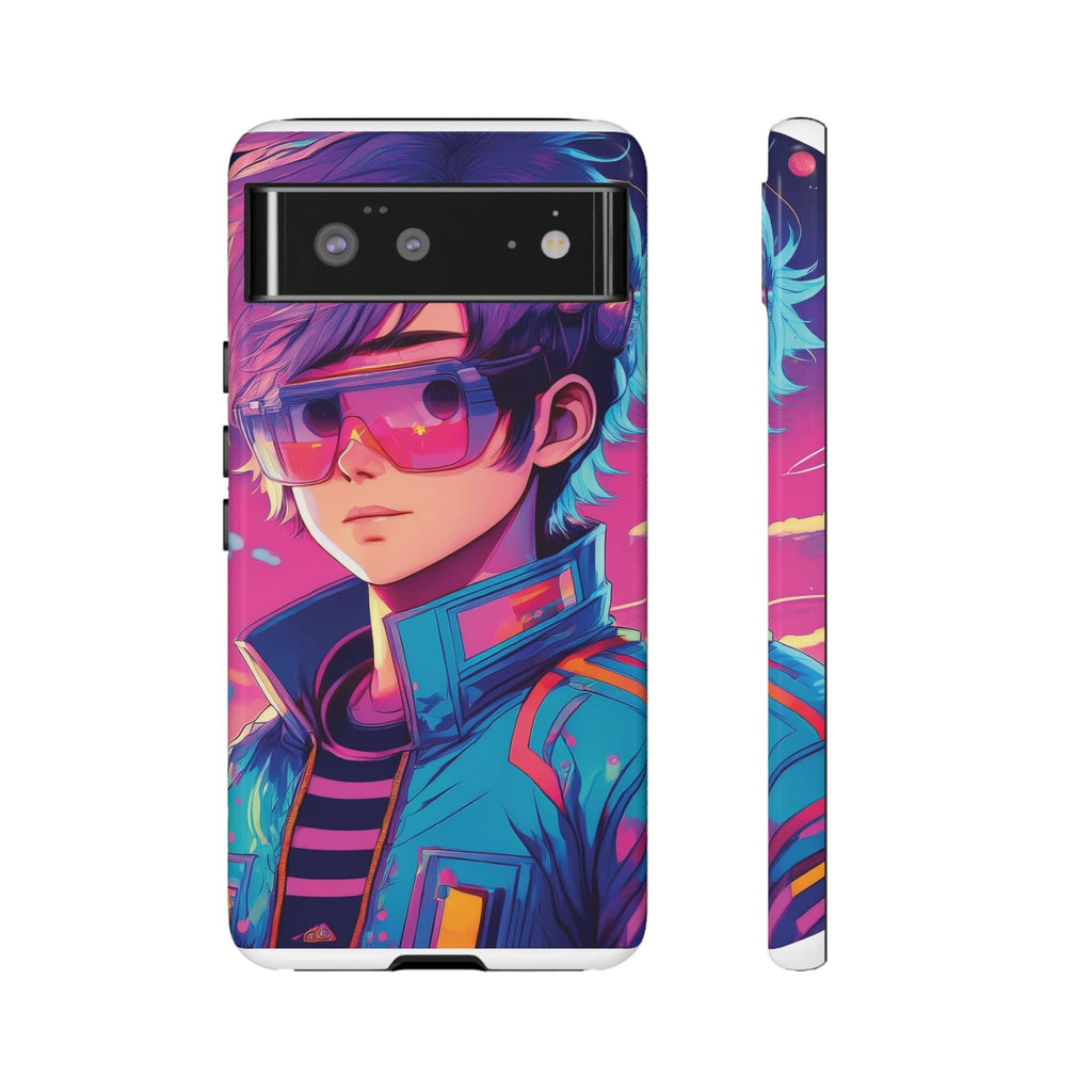 Retro-Futuristic Visionary Phone Case: Neon Dreams in Your Pocket - Tough Cases Google Pixel 6 / Glossy Phone Case