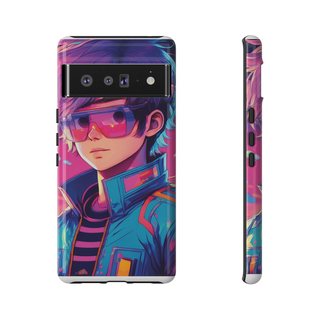 Retro-Futuristic Visionary Phone Case: Neon Dreams in Your Pocket - Tough Cases Google Pixel 6 Pro / Glossy Phone Case