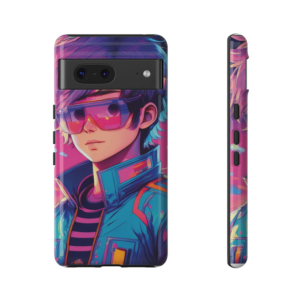 Retro-Futuristic Visionary Phone Case: Neon Dreams in Your Pocket - Tough Cases Google Pixel 7 / Glossy Phone Case