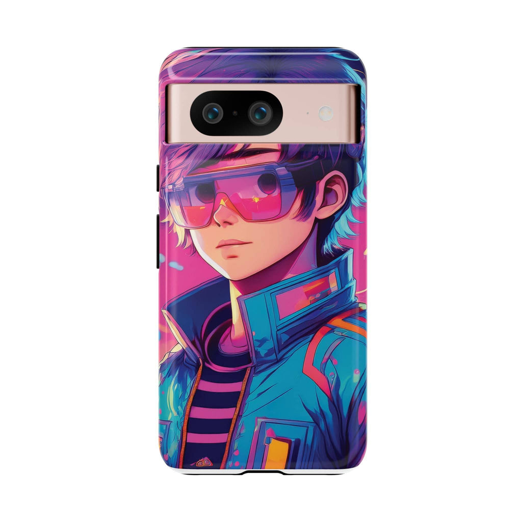 Retro-Futuristic Visionary Phone Case: Neon Dreams in Your Pocket - Tough Cases Google Pixel 8 / Glossy Phone Case