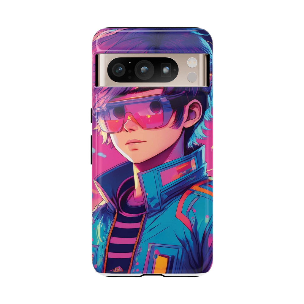 Retro-Futuristic Visionary Phone Case: Neon Dreams in Your Pocket - Tough Cases Google Pixel 8 Pro / Glossy Phone Case