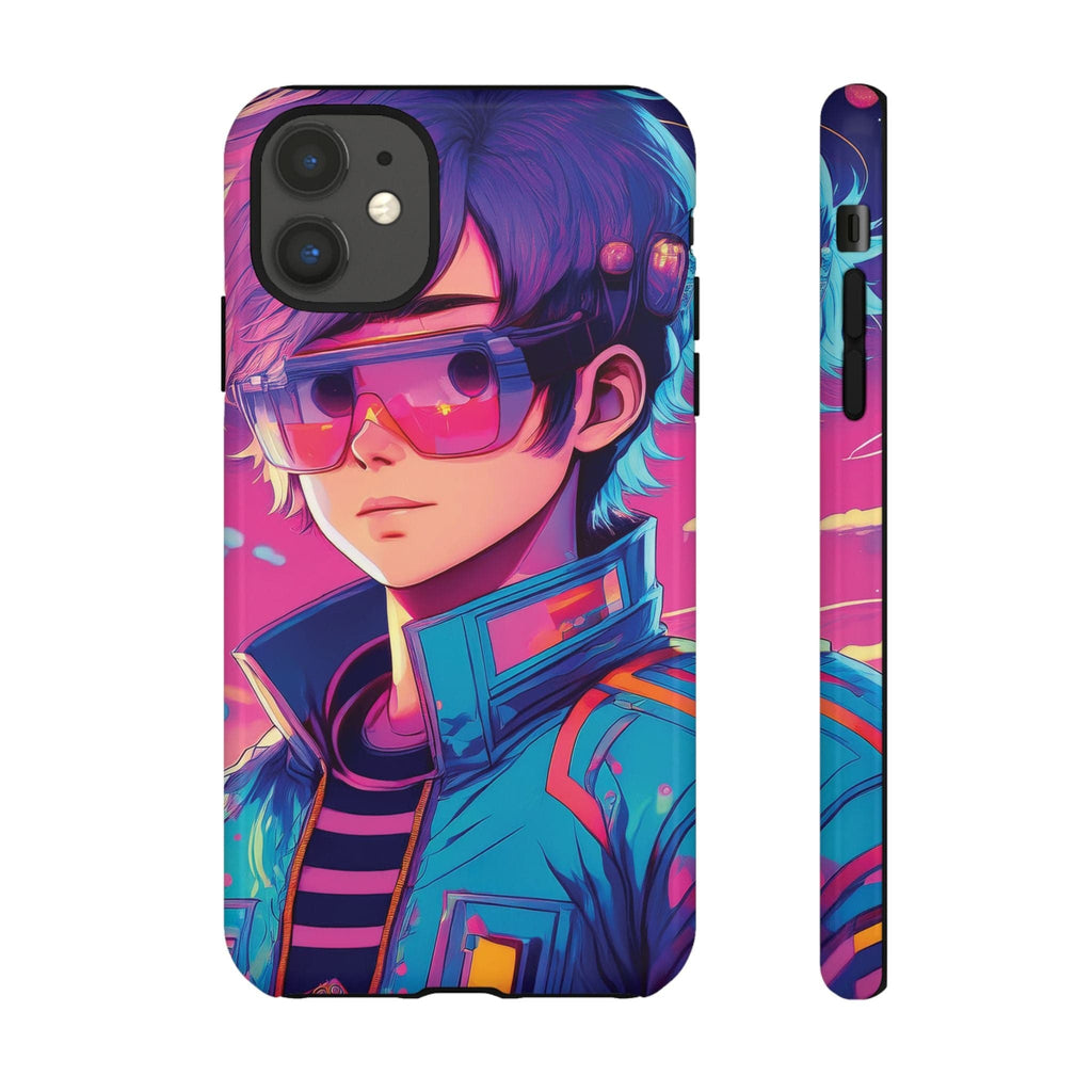 Retro-Futuristic Visionary Phone Case: Neon Dreams in Your Pocket - Tough Cases iPhone 11 / Glossy Phone Case