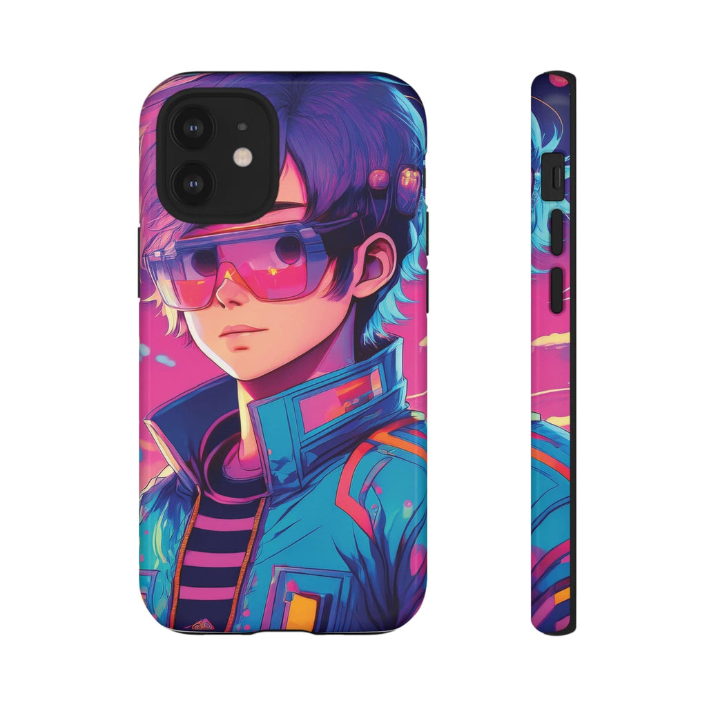 Retro-Futuristic Visionary Phone Case: Neon Dreams in Your Pocket - Tough Cases iPhone 12 Mini / Glossy Phone Case