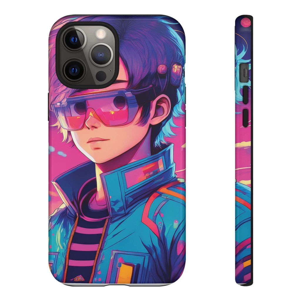 Retro-Futuristic Visionary Phone Case: Neon Dreams in Your Pocket - Tough Cases iPhone 12 Pro Max / Glossy Phone Case