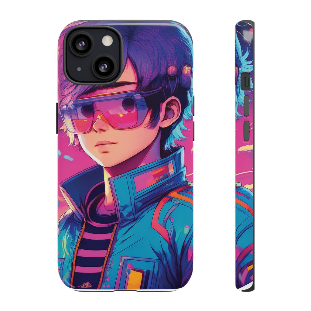 Retro-Futuristic Visionary Phone Case: Neon Dreams in Your Pocket - Tough Cases iPhone 13 / Glossy Phone Case