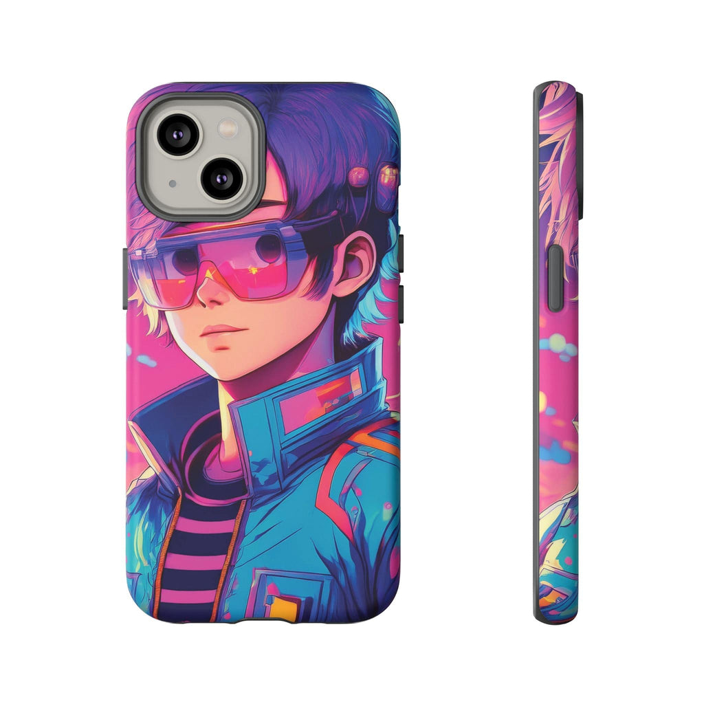 Retro-Futuristic Visionary Phone Case: Neon Dreams in Your Pocket - Tough Cases iPhone 14 / Matte Phone Case