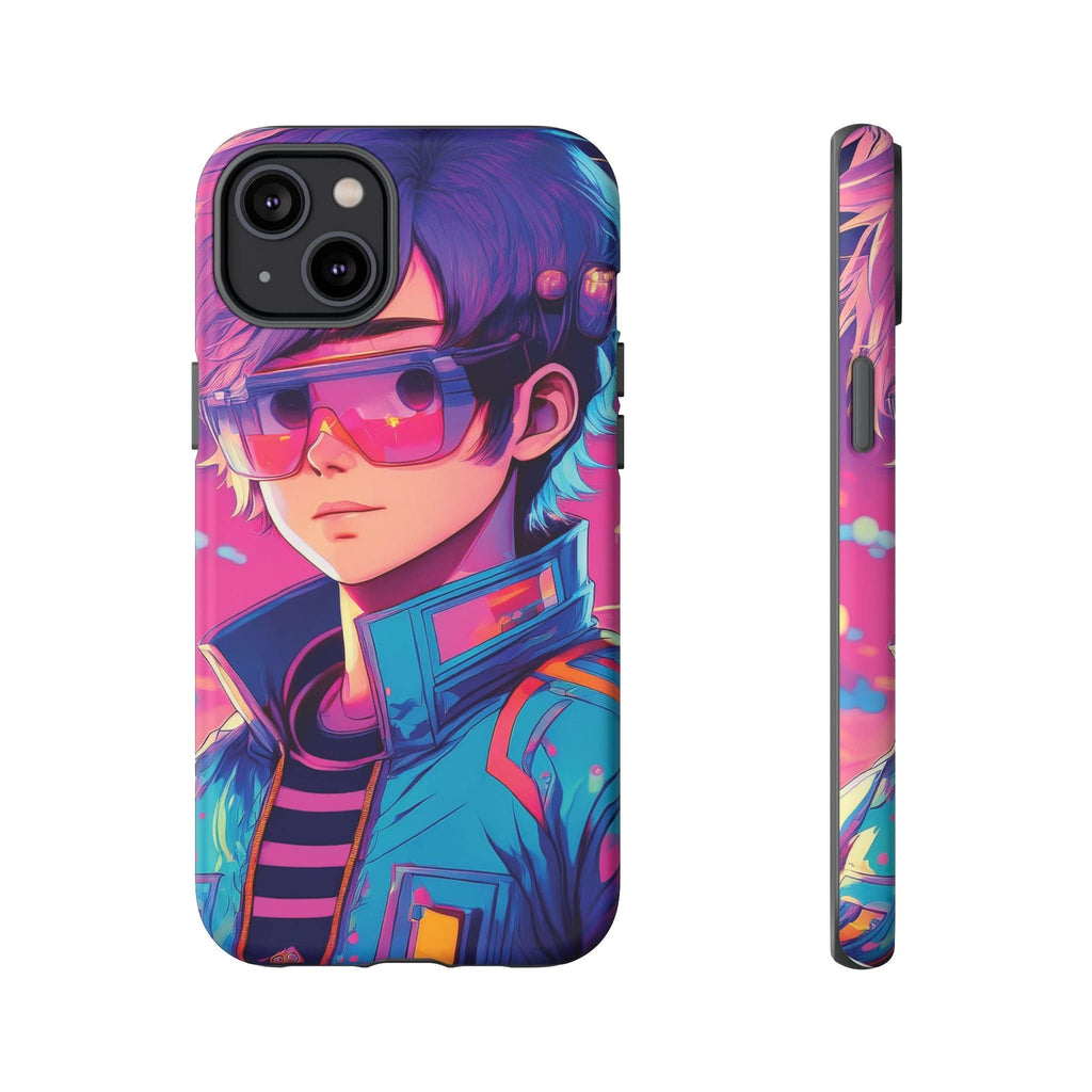 Retro-Futuristic Visionary Phone Case: Neon Dreams in Your Pocket - Tough Cases iPhone 14 Plus / Matte Phone Case