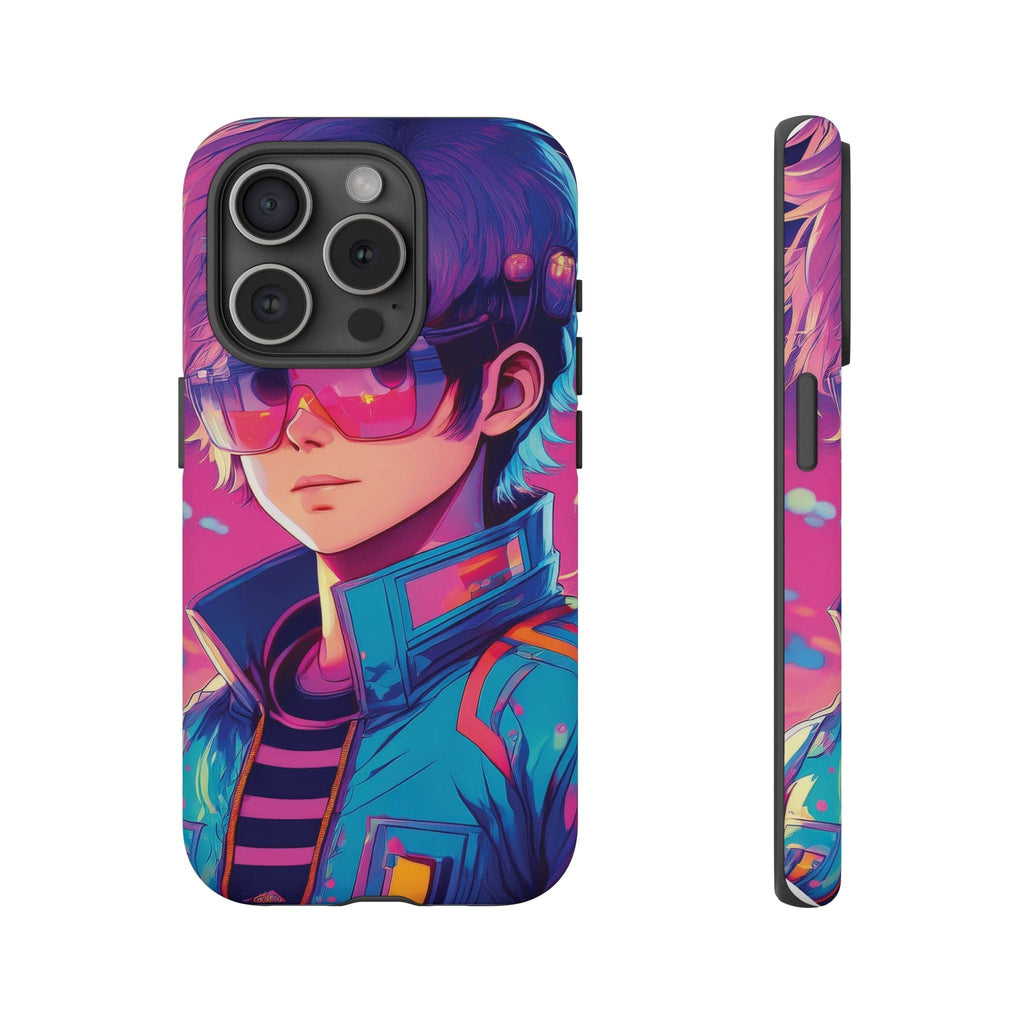 Retro-Futuristic Visionary Phone Case: Neon Dreams in Your Pocket - Tough Cases iPhone 15 Pro / Matte Phone Case