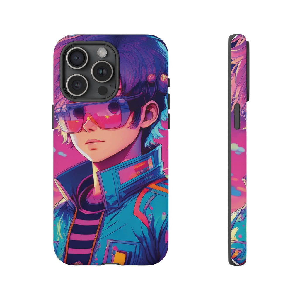 Retro-Futuristic Visionary Phone Case: Neon Dreams in Your Pocket - Tough Cases iPhone 15 Pro Max / Matte Phone Case