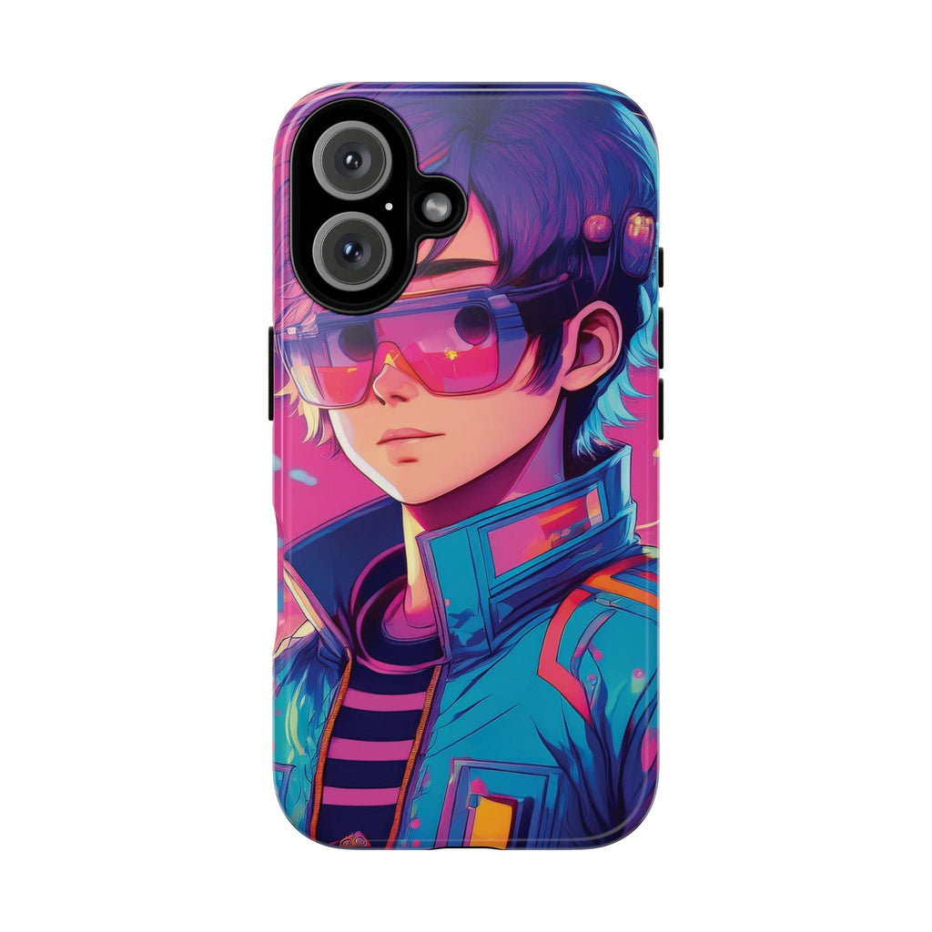 Retro-Futuristic Visionary Phone Case: Neon Dreams in Your Pocket - Tough Cases iPhone 16 / Glossy Phone Case