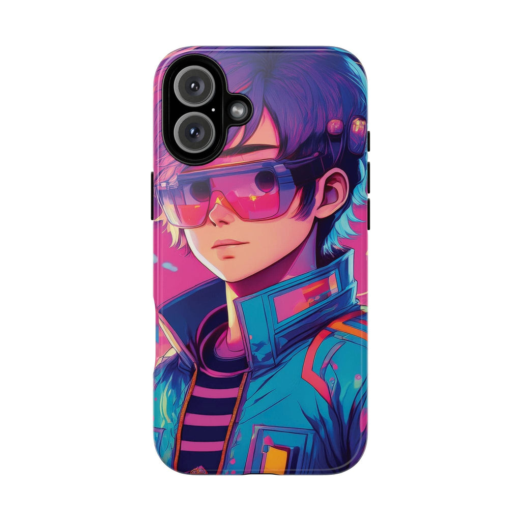 Retro-Futuristic Visionary Phone Case: Neon Dreams in Your Pocket - Tough Cases iPhone 16 Plus / Glossy Phone Case