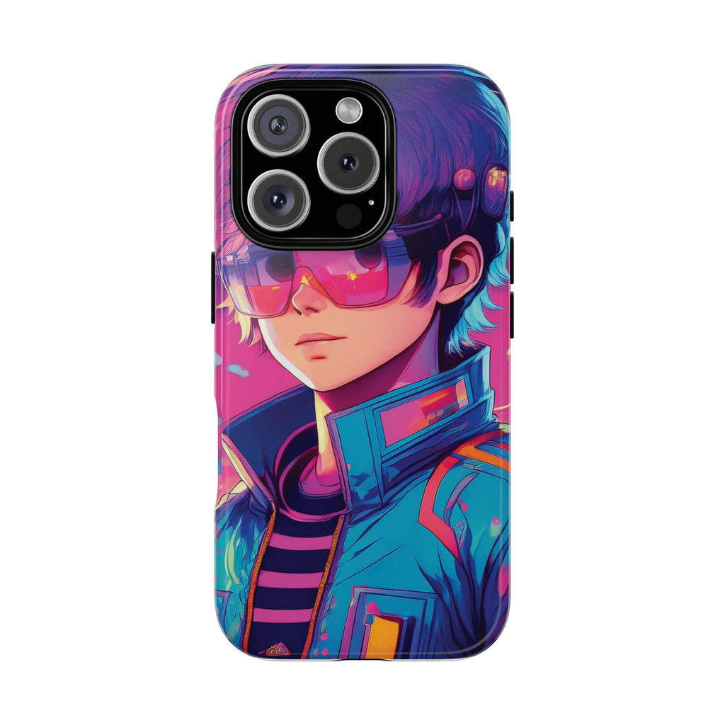 Retro-Futuristic Visionary Phone Case: Neon Dreams in Your Pocket - Tough Cases iPhone 16 Pro / Glossy Phone Case