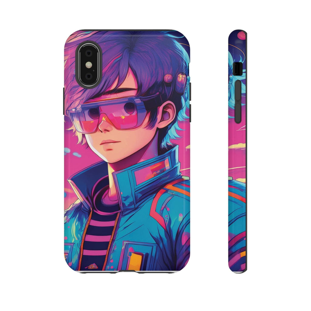 Retro-Futuristic Visionary Phone Case: Neon Dreams in Your Pocket - Tough Cases iPhone X / Glossy Phone Case