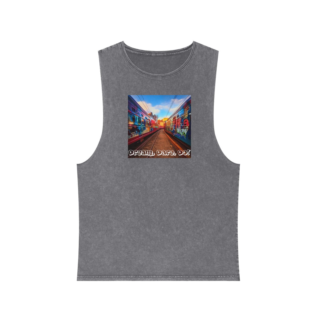 Retro Inspiration, Modern Motivation - Unisex Stonewash Tank Top Ash Stone / S Tank Top