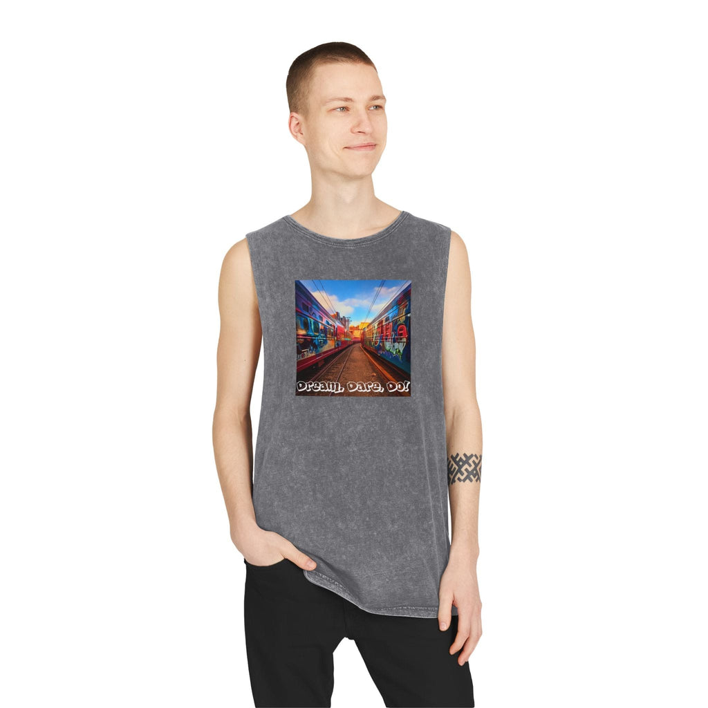 Retro Inspiration, Modern Motivation - Unisex Stonewash Tank Top Tank Top