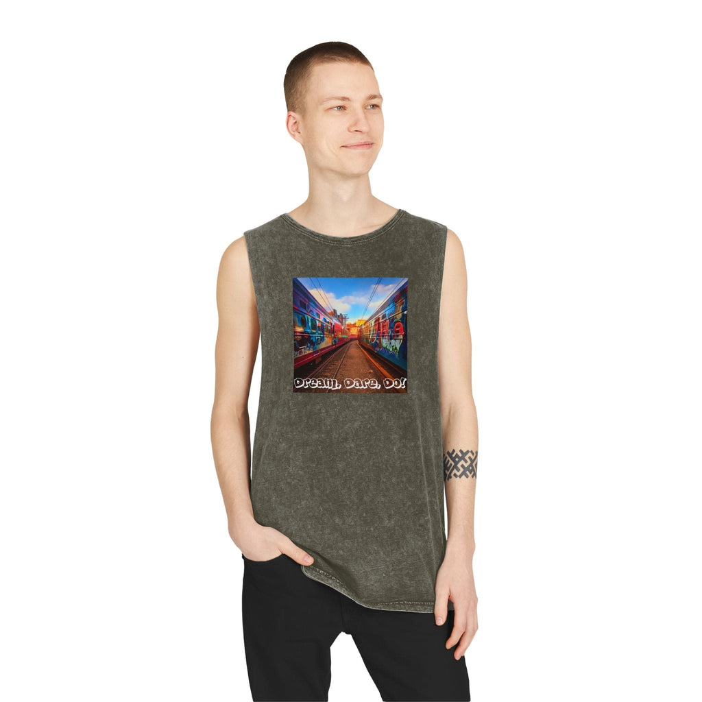 Retro Inspiration, Modern Motivation - Unisex Stonewash Tank Top Tank Top