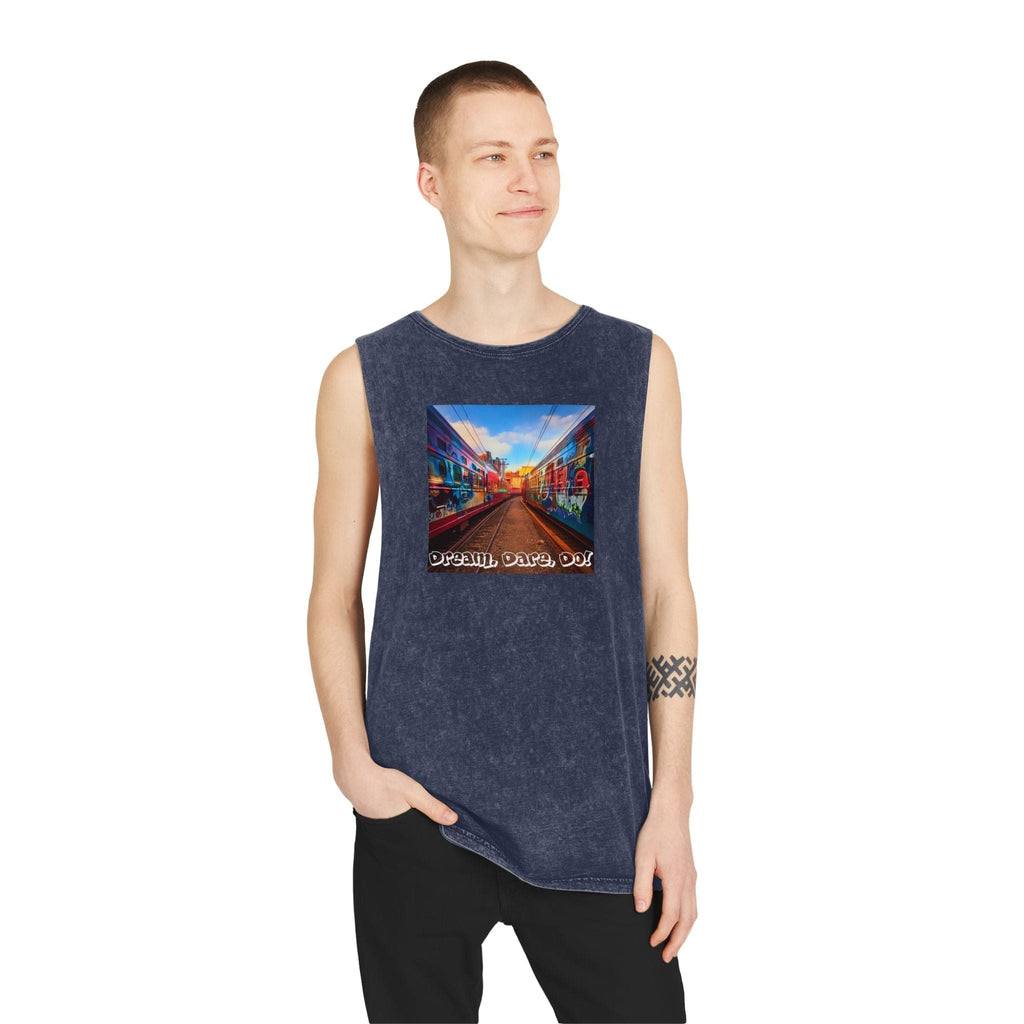 Retro Inspiration, Modern Motivation - Unisex Stonewash Tank Top Tank Top